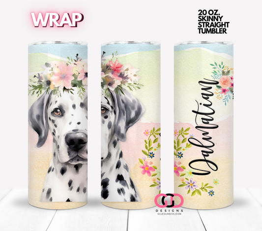 Dalmatian Floral Crown-  Digital tumbler wrap for 20 oz skinny straight tumbler (