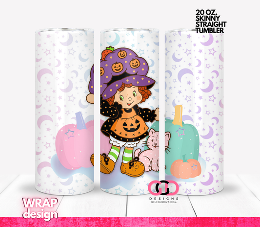 Cute Strawberry Shortcake Halloween -  Digital tumbler wrap for 20 oz skinny straight tumbler