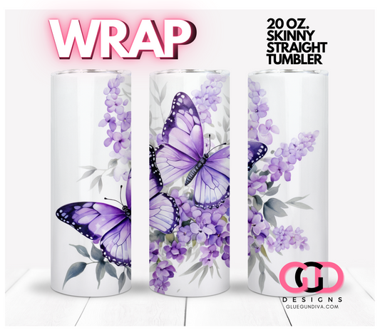 Beautiful Lavender Butterflies -   Digital tumbler wrap for 20 oz skinny straight tumbler