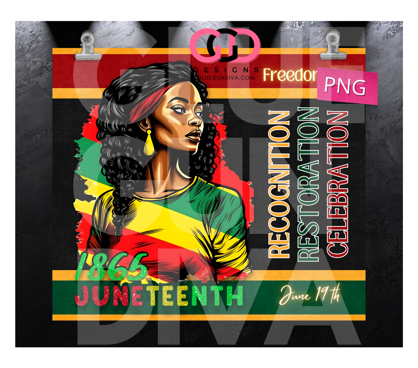 Juneteenth Freedom Day-   Digital tumbler wrap for 20 oz skinny straight tumbler