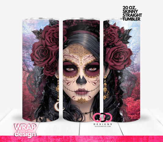 Calavera Shining Moon -   Digital tumbler wrap for 20 oz skinny straight tumbler