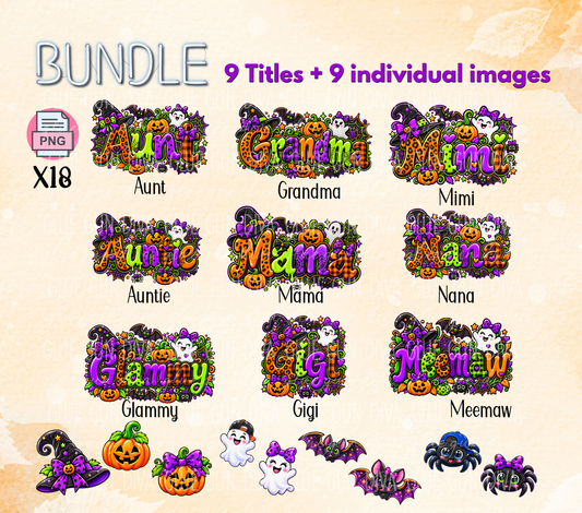 English Halloween Maternal Titles-  PNGs & SVGs