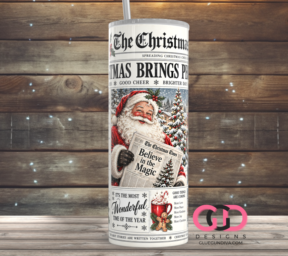 The Christmas Times -  Digital tumbler wrap for 20 oz skinny straight tumbler