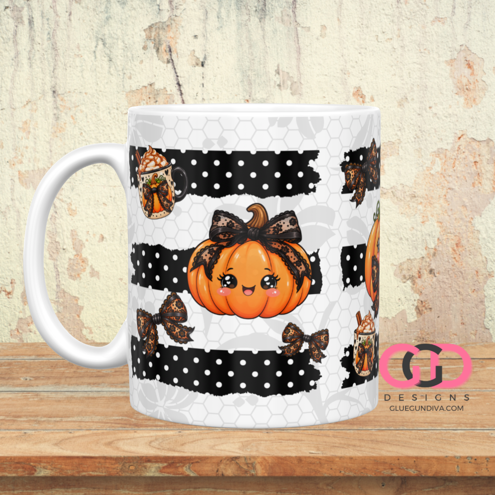 Lacy Pumpkin Latte - Digital mug wrap for 11 and 15 oz