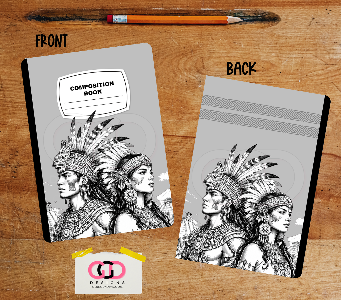 Aztec Warriors - Design for Composition Book