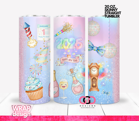 2026 Pastel New Year -   Digital tumbler wrap for 20 oz skinny straight tumbler