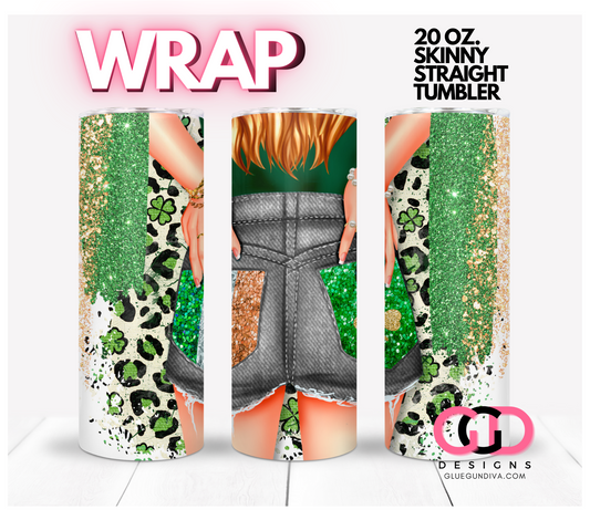 Irish Pockets Blonde Hair-   Digital tumbler wrap for 20 oz skinny straight tumbler