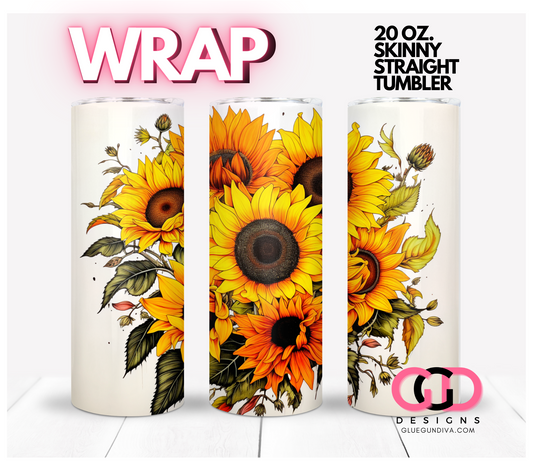 Bouquet of Sunflowers-   Digital tumbler wrap for 20 oz skinny straight tumbler