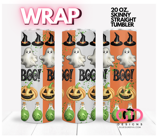 Puffy Halloween Icons-   Digital tumbler wrap for 20 oz skinny straight tumbler