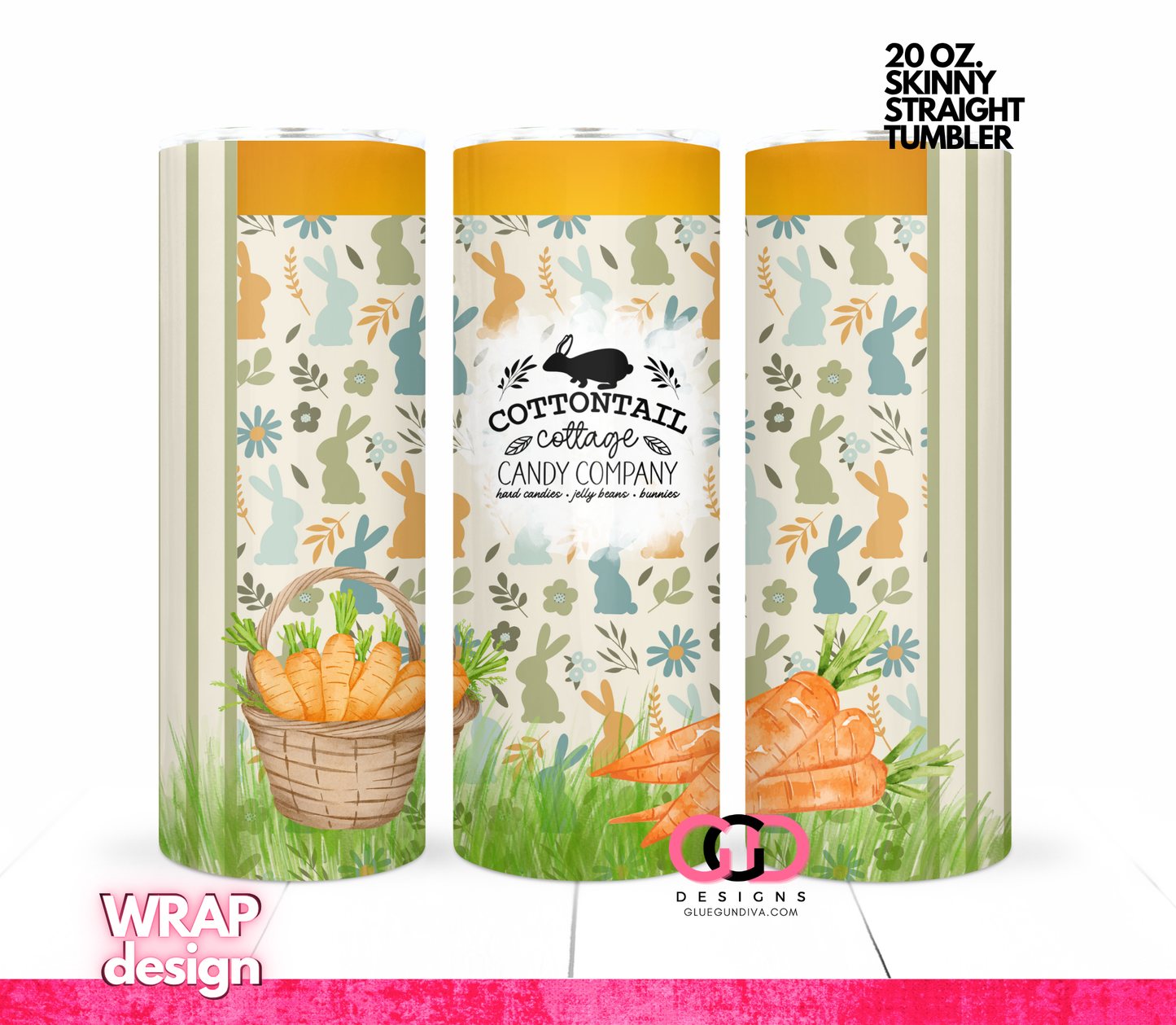 Cottontail Cottage Candy Co -   Digital tumbler wrap for 20 oz skinny straight tumbler