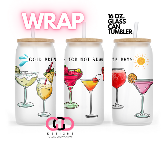 Summer Drinks-   Digital wrap for 16 oz glass can