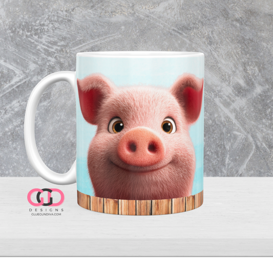 Upclose Piggy - Digital mug wrap for 11 and 15 oz