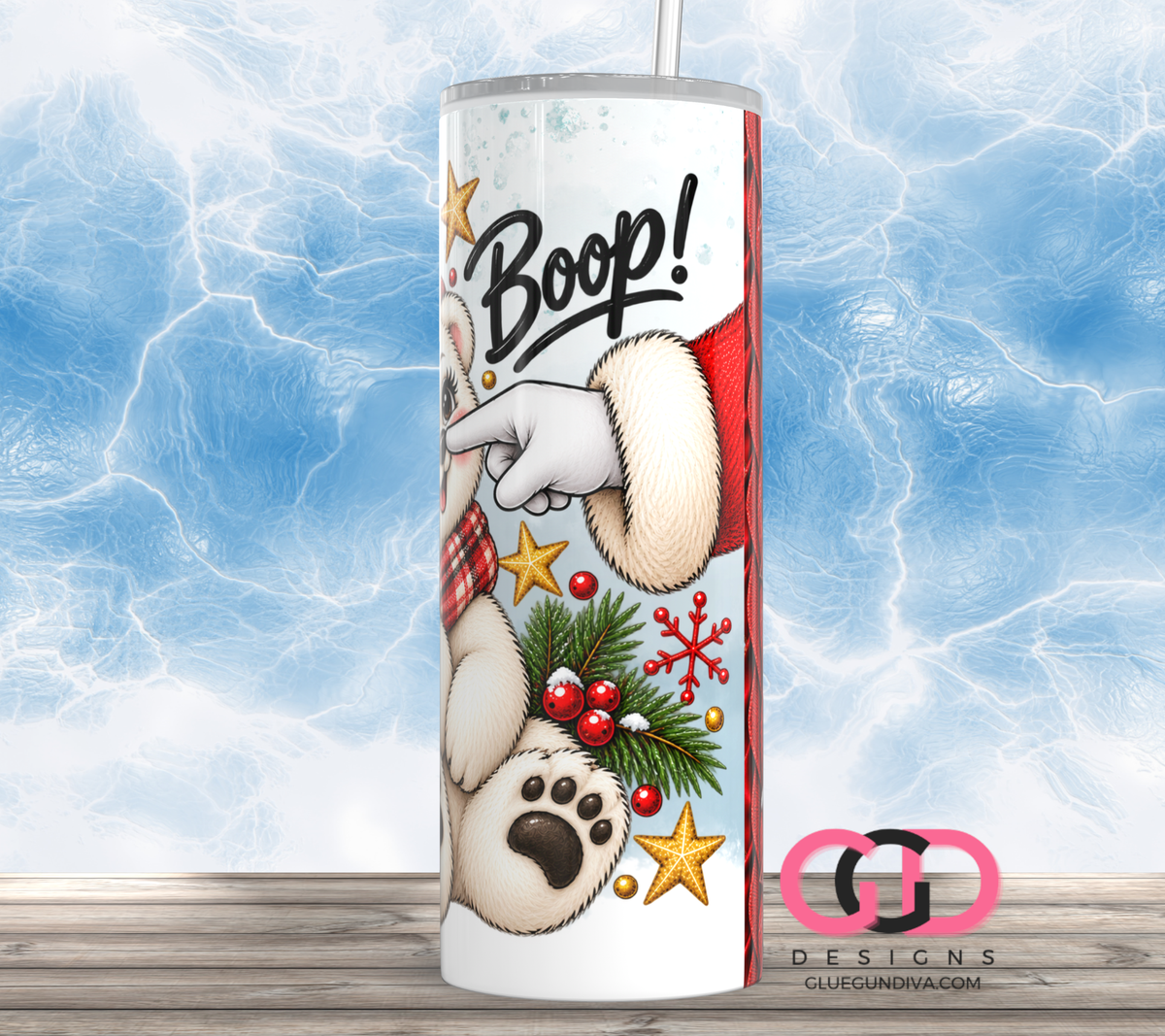 Boop Polar Bear -  Digital tumbler wrap for 20 oz skinny straight tumbler