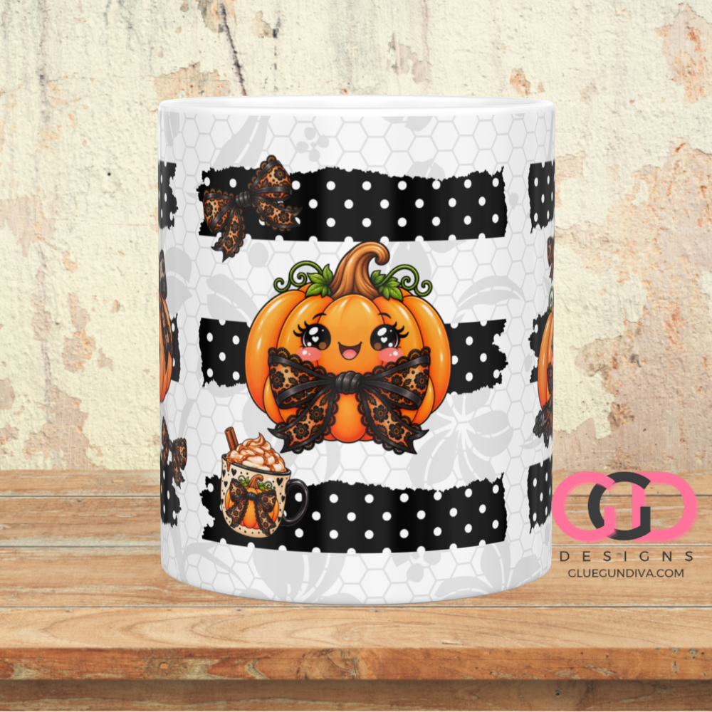 Lacy Pumpkin Latte - Digital mug wrap for 11 and 15 oz