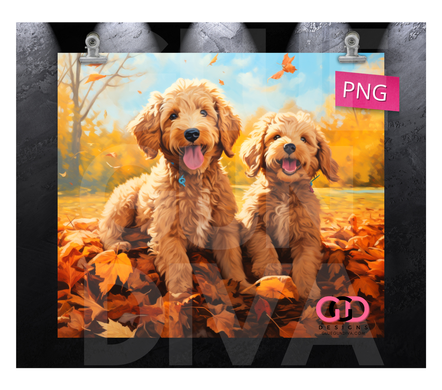 Fall Labradoodles  -   Digital tumbler wrap for 20 oz skinny straight tumbler