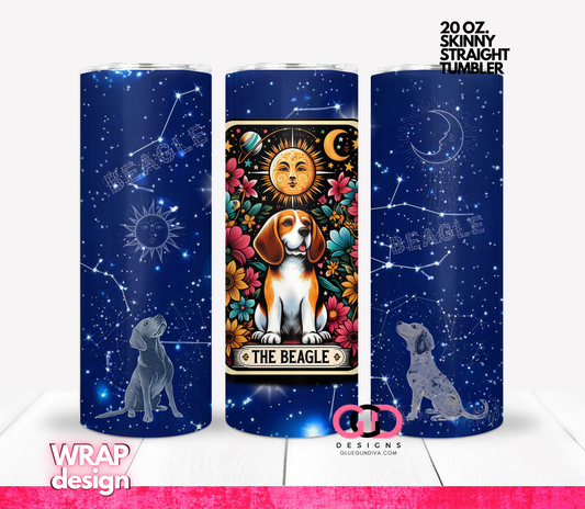 Tarot Card Beagle-   Digital tumbler wrap for 20 oz skinny straight tumbler