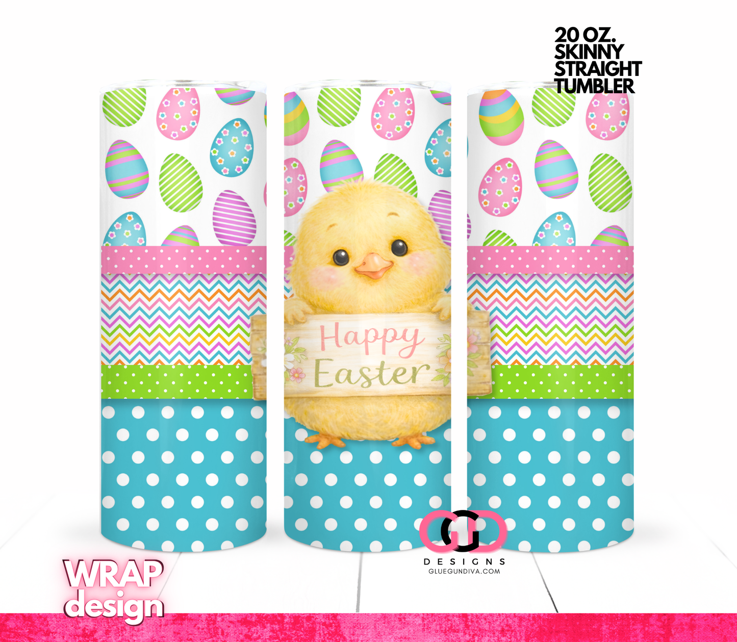 Happy Easter Lil Chick  -  Digital tumbler wrap for 20 oz skinny straight tumbler