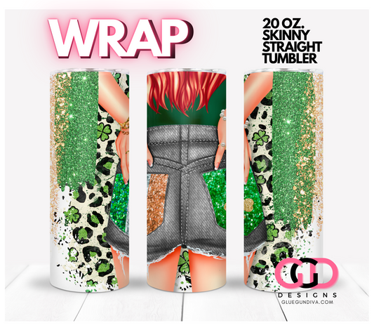 Irish Pockets Red Hair-   Digital tumbler wrap for 20 oz skinny straight tumbler