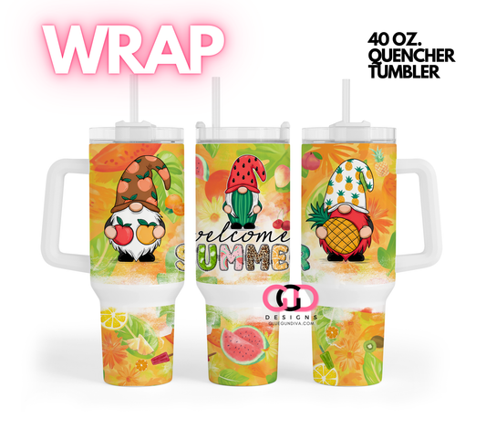 Welcome Summer Gnomes-   Digital tumbler wrap for 40 oz tumbler