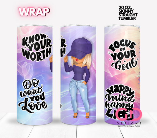 Healthy Mind Set 1 -  Digital tumbler wrap for 20 oz skinny straight tumbleR