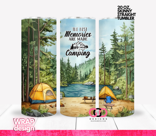 Best Memories Camping -   Digital tumbler wrap for 20 oz skinny straight tumbler