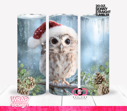 Frosty Baby Owl -   Digital tumbler wrap for 20 oz skinny straight tumbler