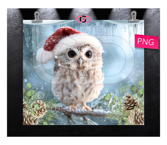Frosty Baby Owl -   Digital tumbler wrap for 20 oz skinny straight tumbler