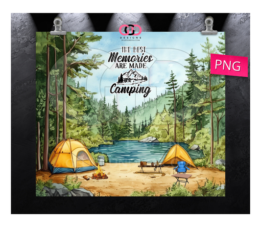 Best Memories Camping -   Digital tumbler wrap for 20 oz skinny straight tumbler