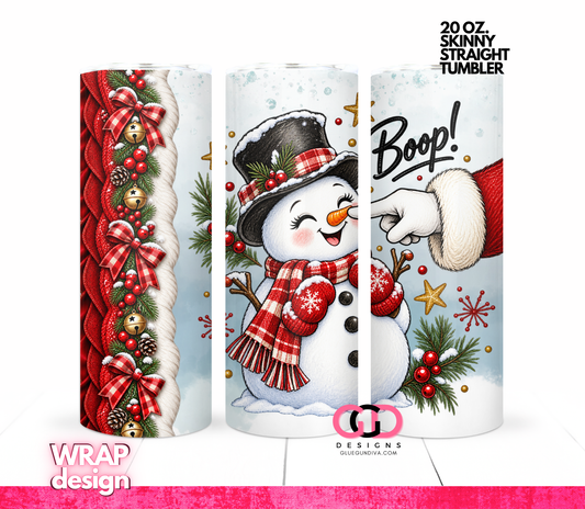 Boop Snowman -  Digital tumbler wrap for 20 oz skinny straight tumbler