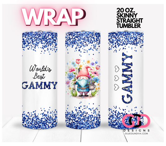 World's Best Grandma in Blue -   Digital tumbler wrap for 20 oz skinny straight tumbler