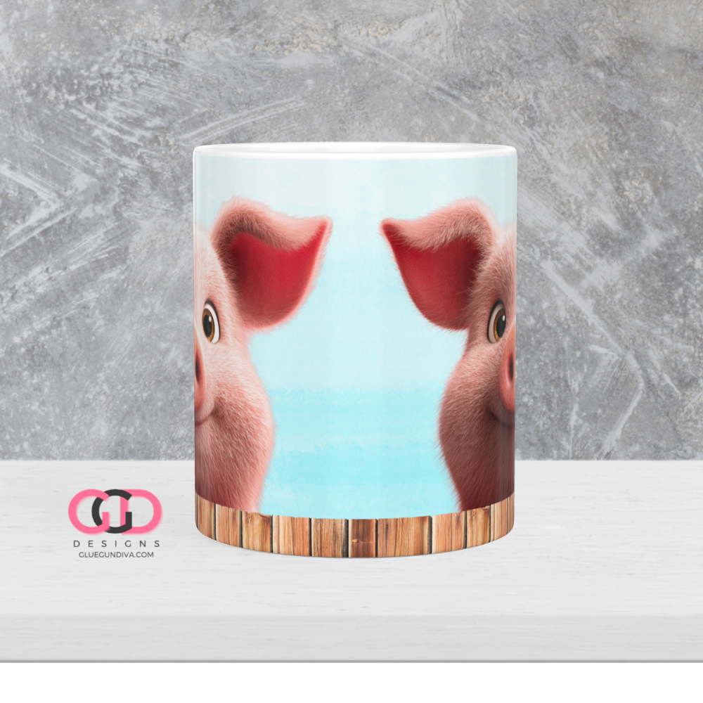 Upclose Piggy - Digital mug wrap for 11 and 15 oz