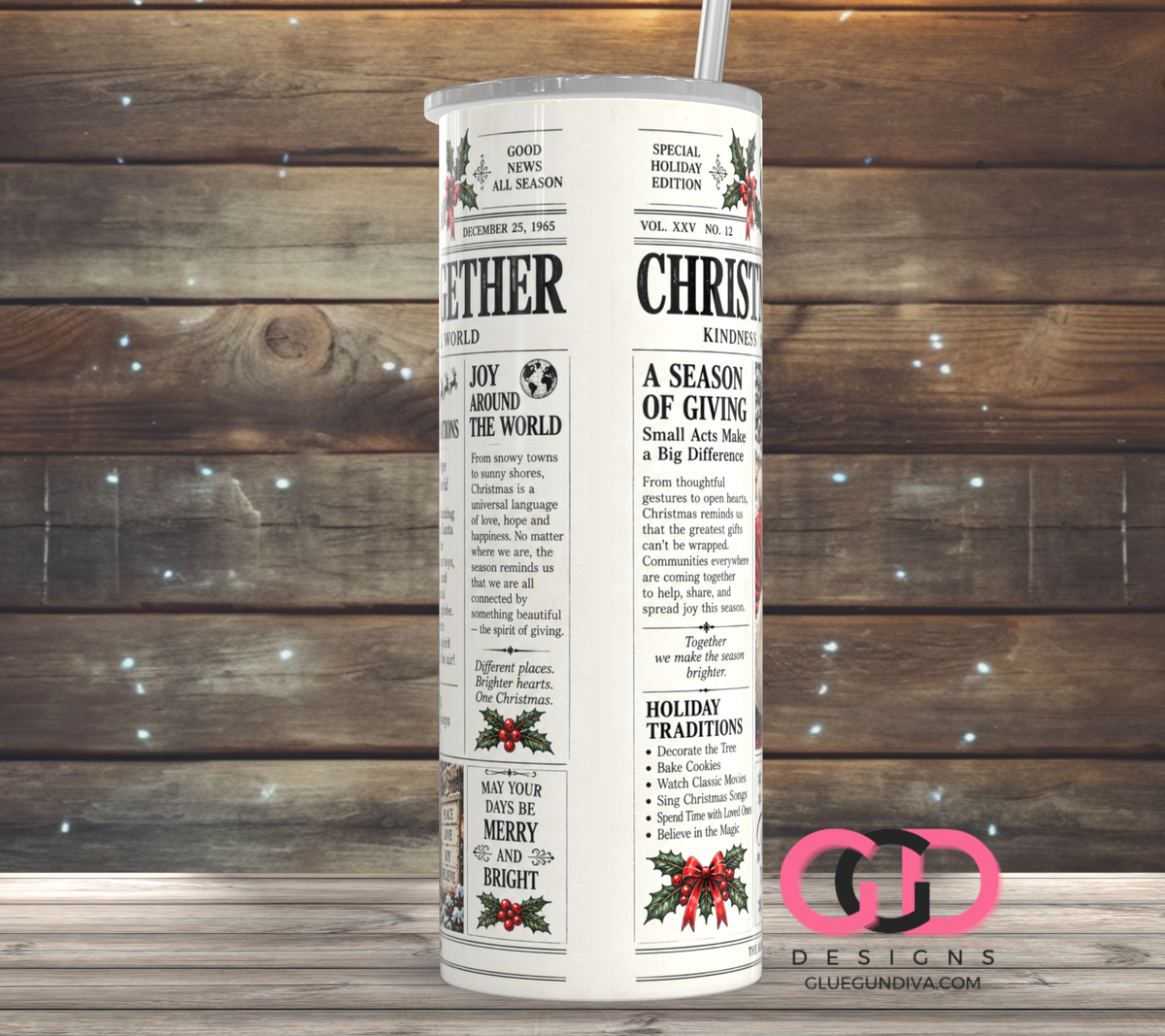 The Christmas Times -  Digital tumbler wrap for 20 oz skinny straight tumbler