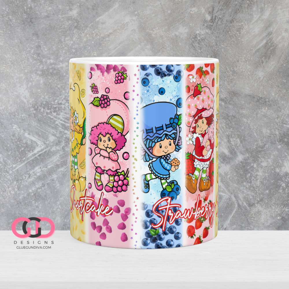 Strawberry Shortcake Fruits - Digital mug wrap for 11 and 15 oz