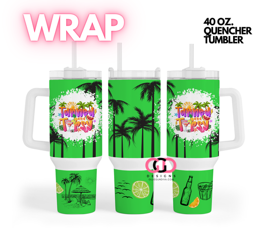Tanned and Tipsy Neon Green -   Digital tumbler wrap for 40 oz tumbler
