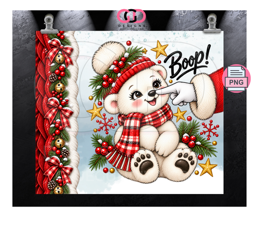 Boop Polar Bear -  Digital tumbler wrap for 20 oz skinny straight tumbler