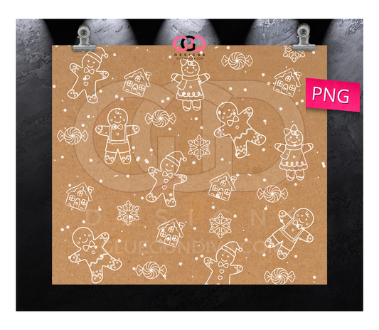Kraft Gingerbread Men -   Digital tumbler wrap for 20 oz skinny straight tumbler