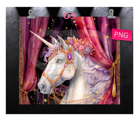 Jeweled Unicorn-   Digital tumbler wrap for 20 oz skinny straight tumbler