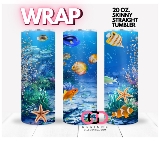 Cute Tropical Fish -  Digital tumbler wrap for 20 oz skinny straight tumbler