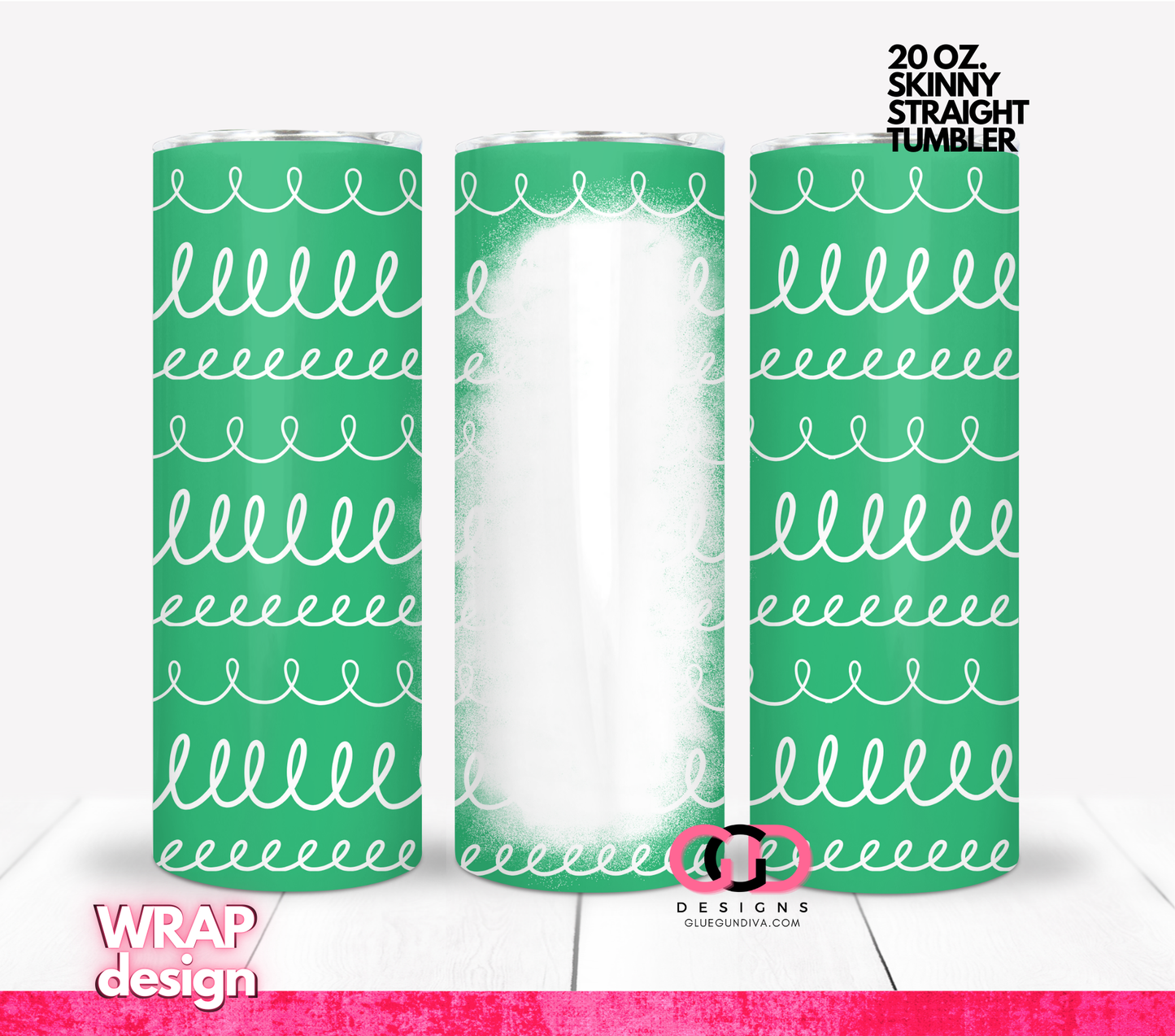 Christmas Vibes Ghosts Trio -  Digital tumbler wrap for 20 oz skinny straight tumbler