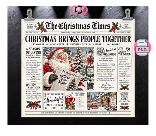 The Christmas Times -  Digital tumbler wrap for 20 oz skinny straight tumbler