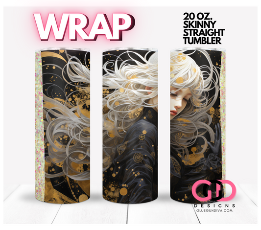 Golden Blonde Girl-   Digital tumbler wrap for 20 oz skinny straight tumbler