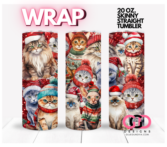 Christmas Kitty Collage-   Digital tumbler wrap for 20 oz skinny straight tumbler