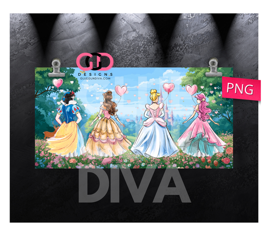 Princess Friends - Digital Flip Top Bottle Wrap for kid's bottles 12 oz