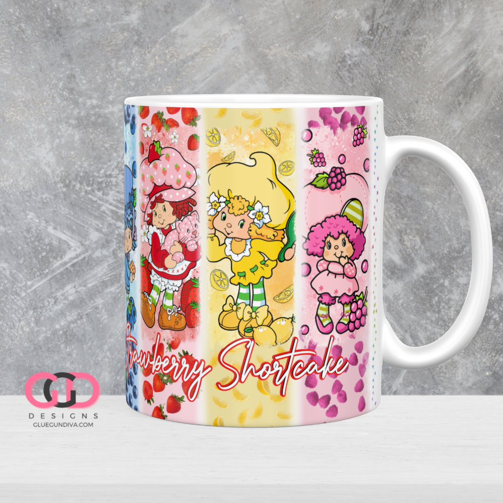 Strawberry Shortcake Fruits - Digital mug wrap for 11 and 15 oz