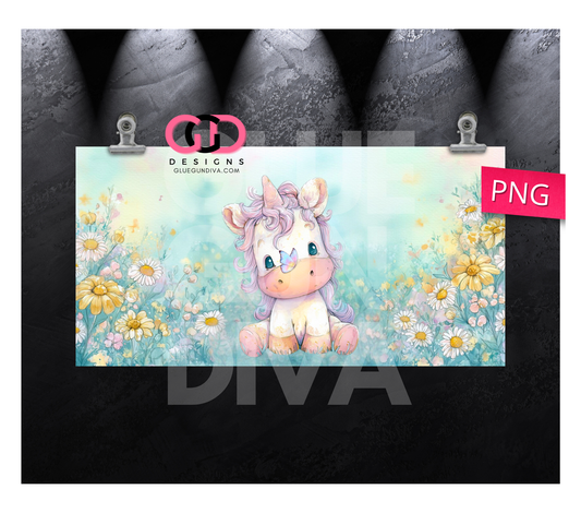 Baby Unicorn and Butterfly - Digital Flip Top Bottle Wrap for kid's bottles 12 oz