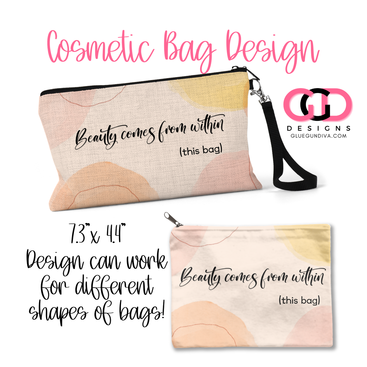 Beauty comes from within-   Digital image for Cosmetic Bags