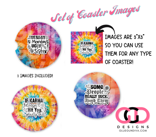 Wise Tie Dye Words - Designs for Coasters