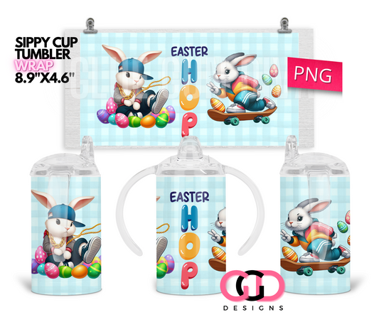 Easter Hop - Digital Sippy Cup Wrap for kid's cups 12 oz