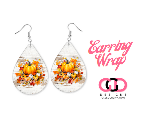 Pumpkins and Wood background - Earring Design