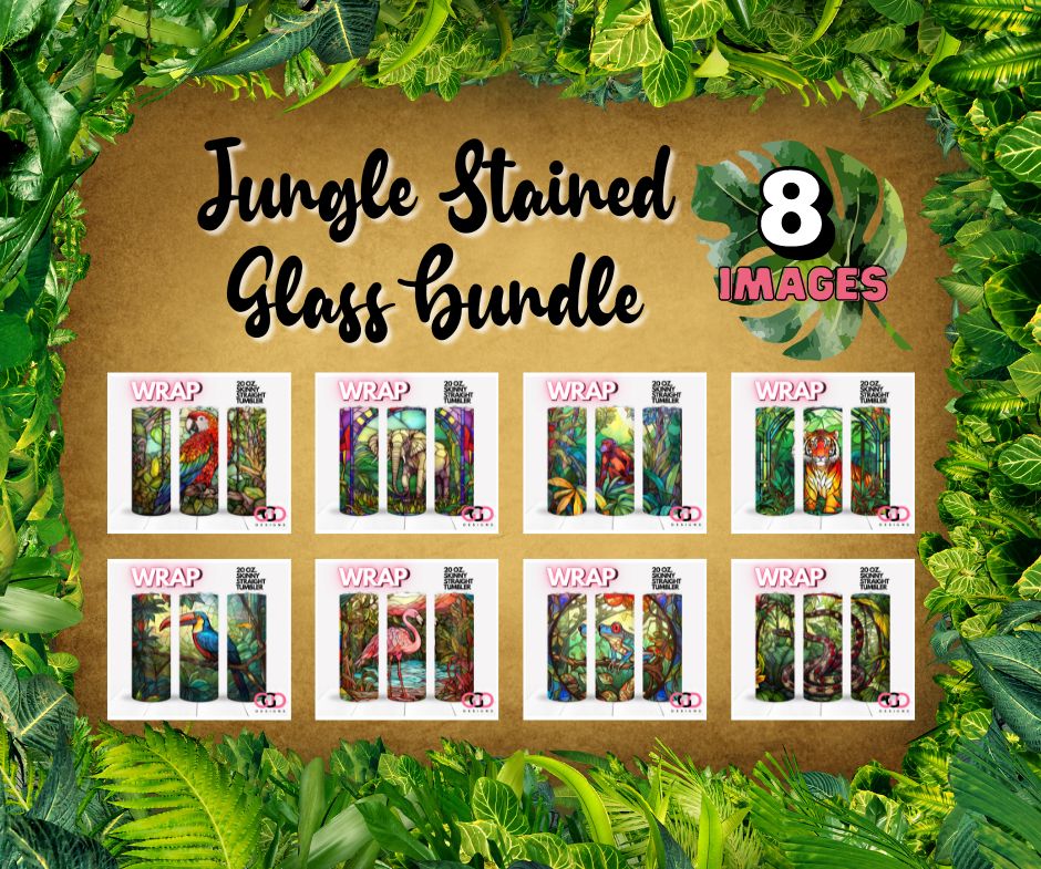 Jungle Stained Glass Animals BUNDLE - 8 images